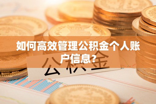闽清如何高效管理公积金个人账户信息？
